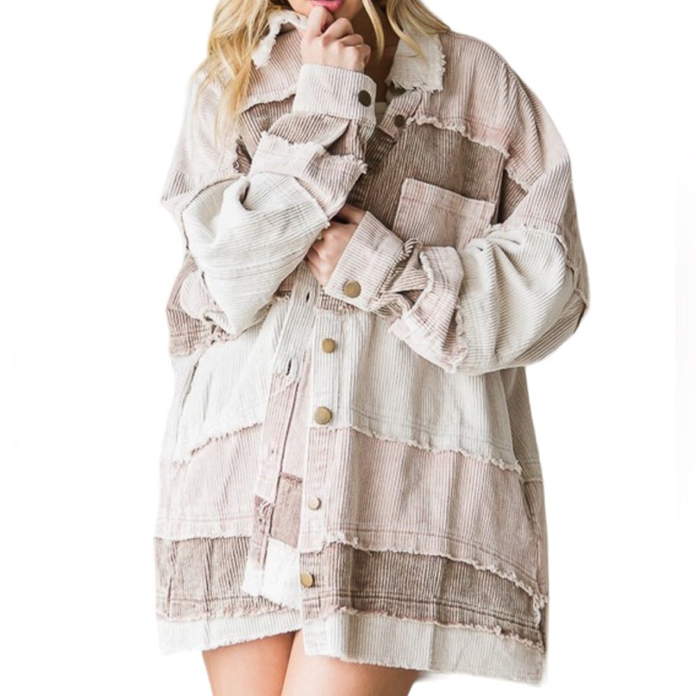 Women’s Mauve Mineral Wash Colorblock Shacket